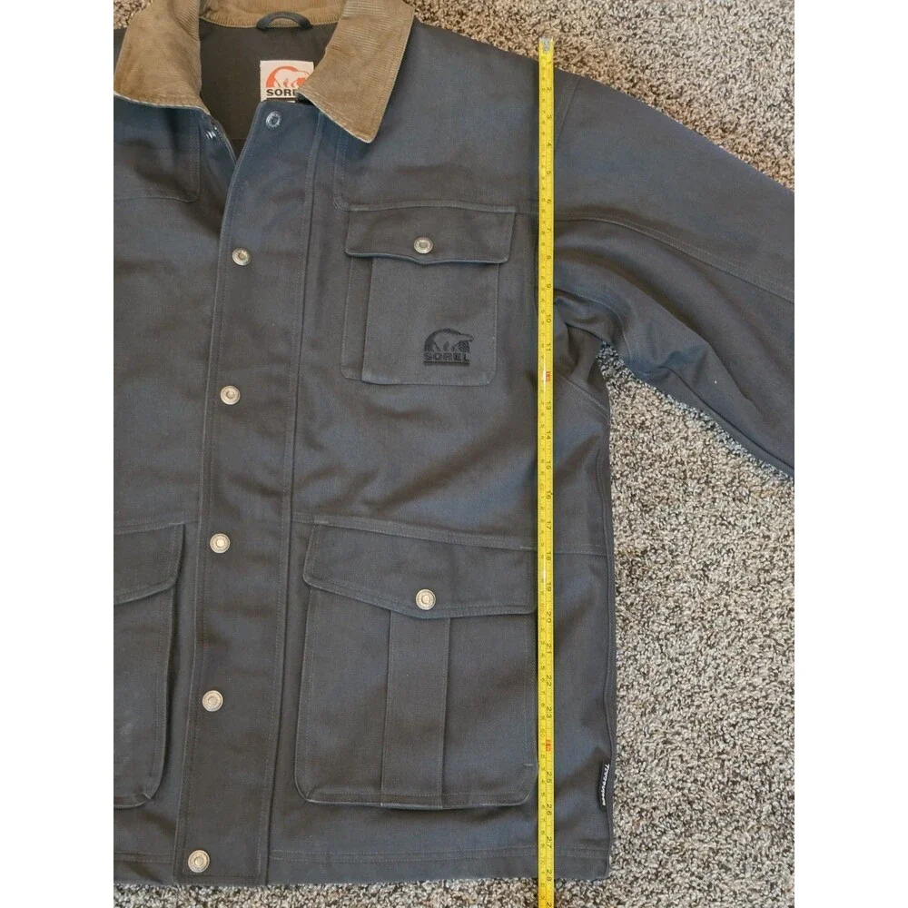 Sorel Chore Barn Coat Mens LARGE Thinsulate Lining Corduroy Collar Hunter Green